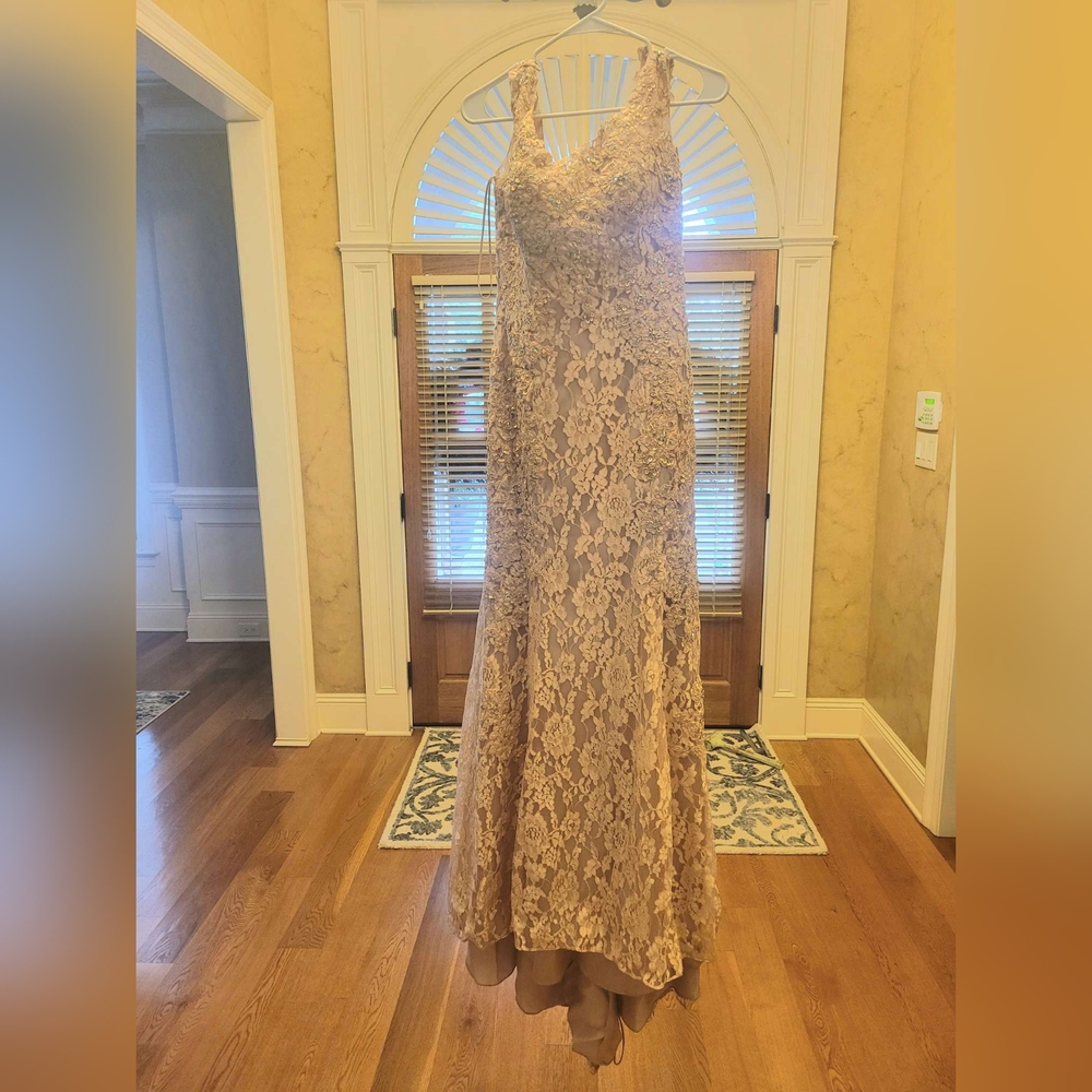 Mother of the Bride Dress Champaign Color Sz 8 VM Collection Nude - Picture 10 of 11